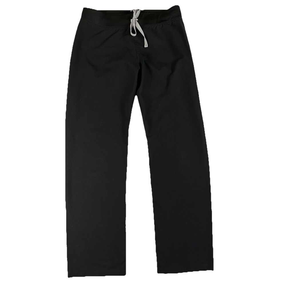 Figs Black Straight-Leg Pants with Light Gray Drawstring